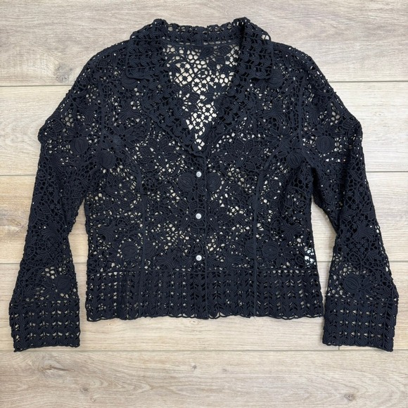 Lafei Nier Couture Crochet Venetian Lace Rhinestone Blazer Jacket Whimsigoth XL - Picture 1 of 14